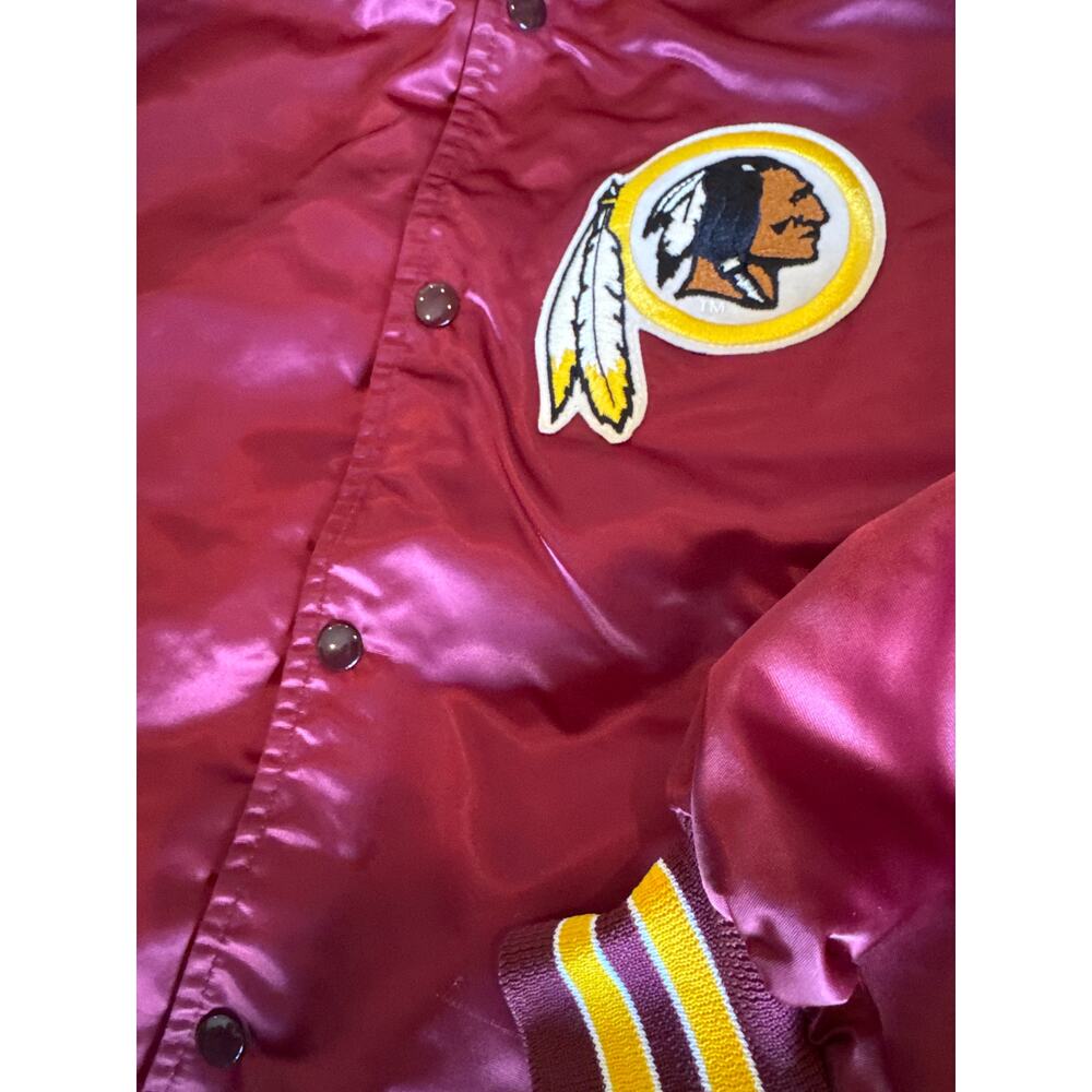VTG NFL Washington Redskins Chalkline XL Maroon Satin Button Snap Bomber Jacket - Picture 3 of 8